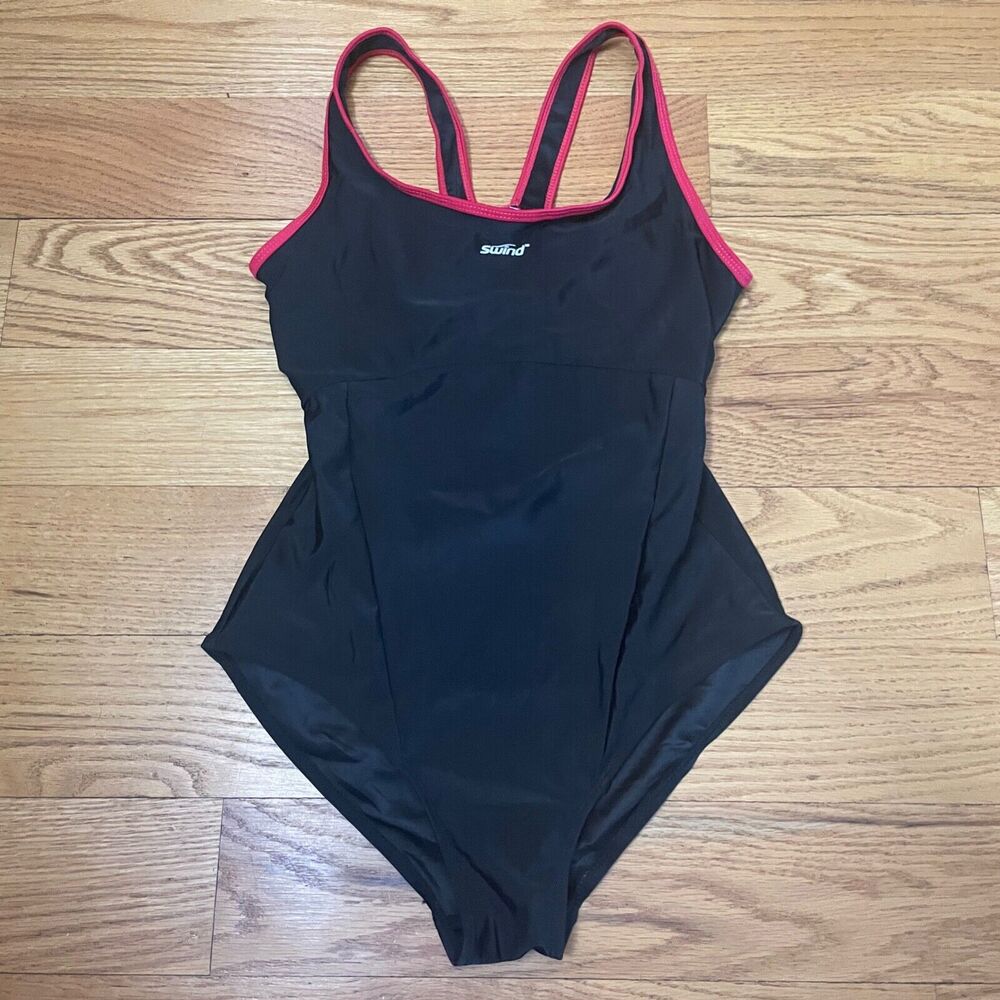 Swind Women's One Piece Swimsuit Black Red Large European Sizing Ocean Beach